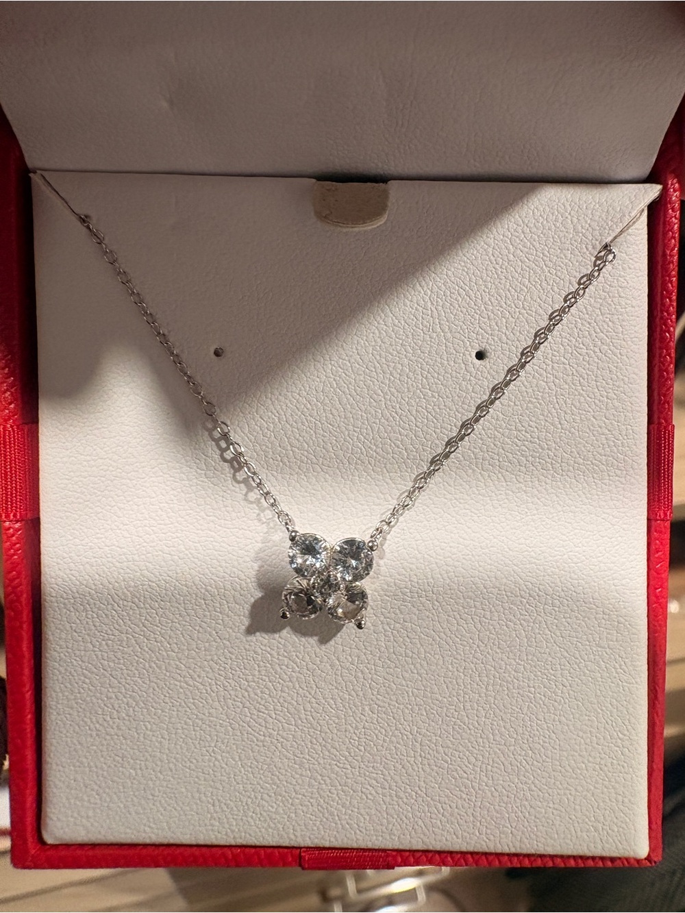 Sterling Silver Clear Crystal Flower Pendant Necklace